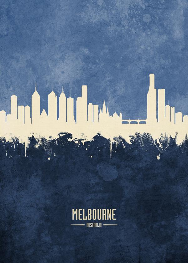 Melbourne Skyline blue