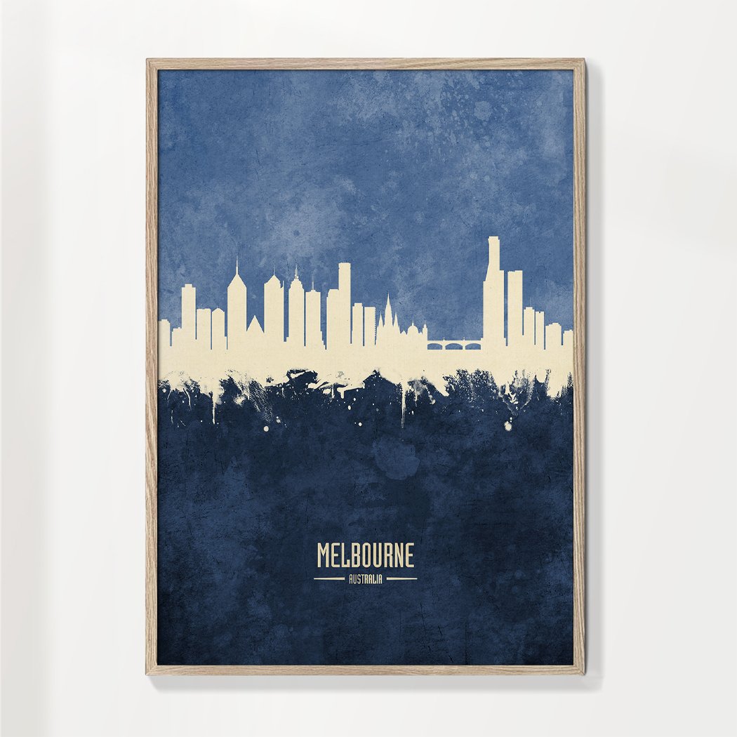 Melbourne Skyline blue