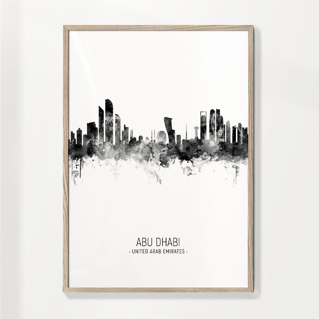 Abu Dhabi Skyline black and white
