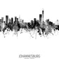 Johannesburg Skyline black and white
