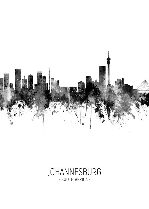 Johannesburg Skyline black and white