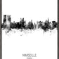 Marseille Skyline black and white