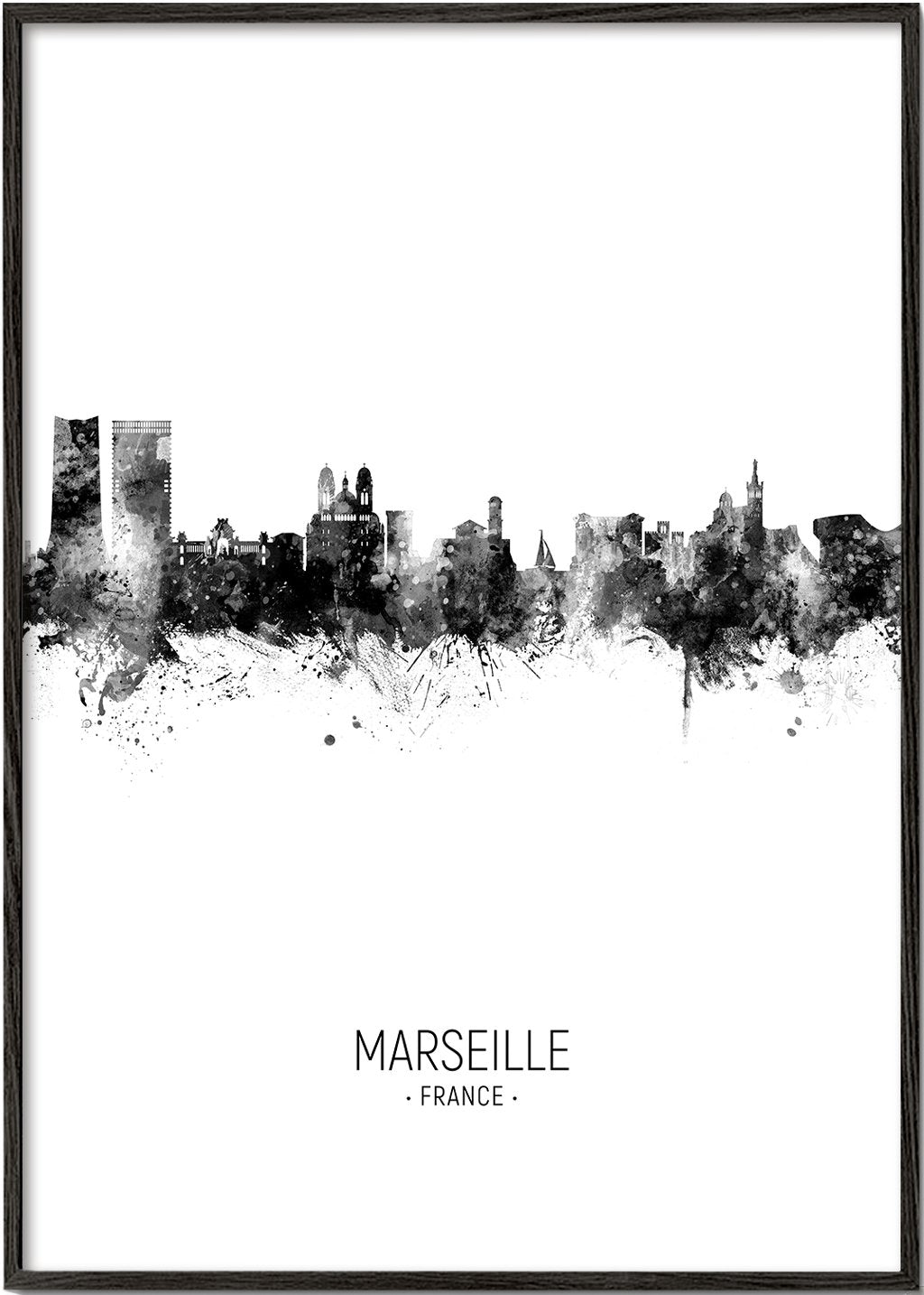 Marseille Skyline black and white