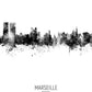 Marseille Skyline black and white