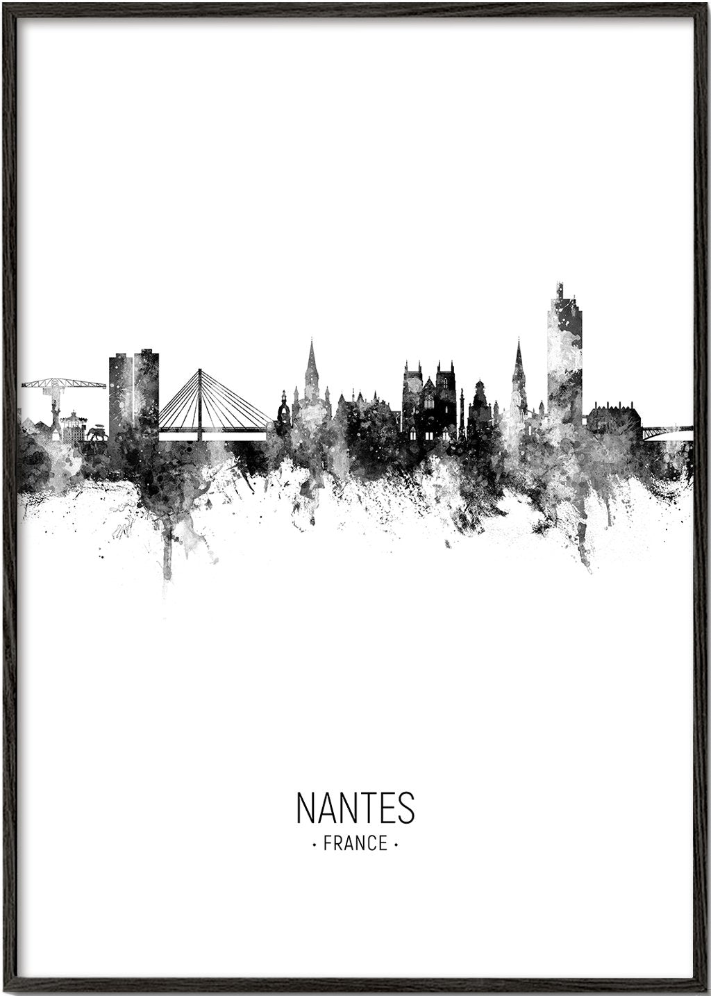 Nantes Skyline black and white