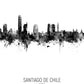 Santiago de Chile Skyline black and white