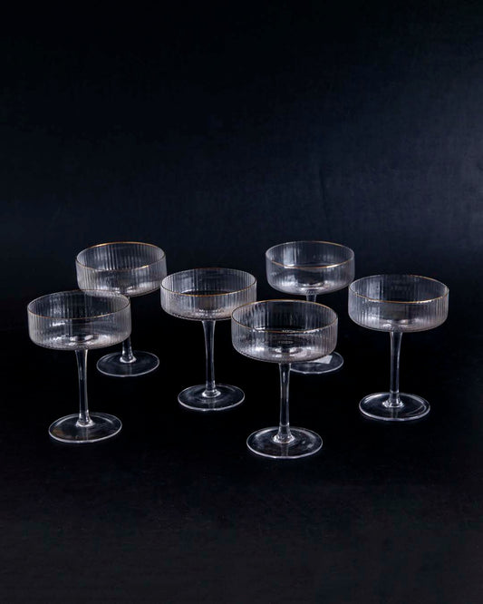 Rippierte Coupe Cocktailgläser - Set von 6