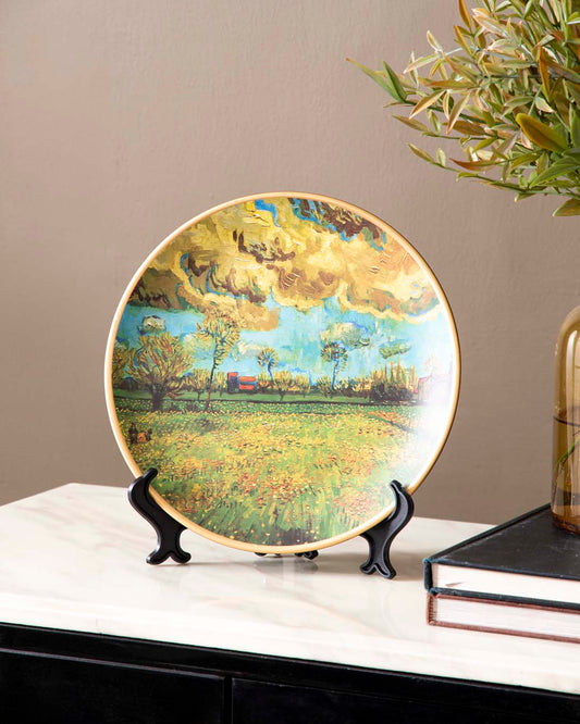 Frendorf | Stormiona 'Blume unter stürmischem Himmel' Dekoteller | Vincent van Gogh Ölgemälde | Hochwertiges Porzellan | 10 Zoll Wanddeko