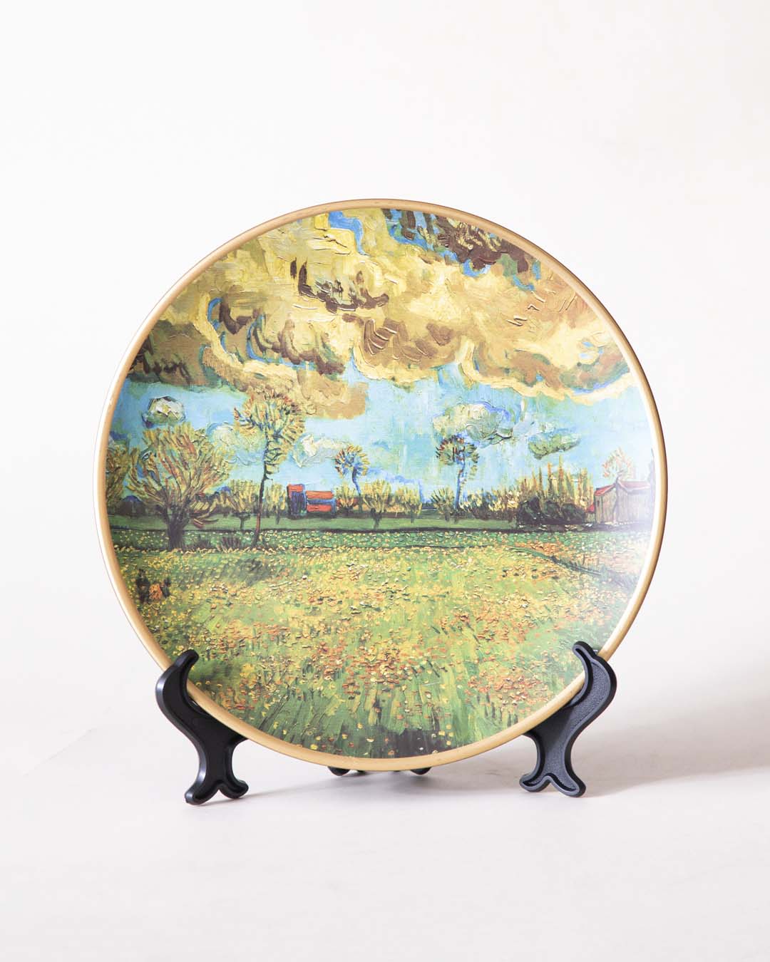 Frendorf | Stormiona 'Blume unter stürmischem Himmel' Dekoteller | Vincent van Gogh Ölgemälde | Hochwertiges Porzellan | 10 Zoll Wanddeko