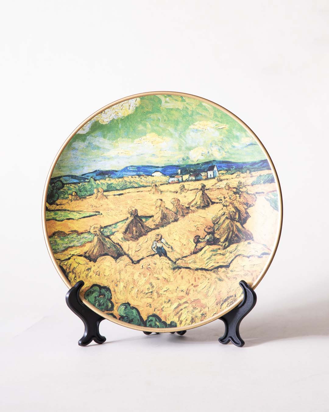 Frendorf | Artovian 'Weizenfelder mit Schnitter' Dekoteller | Vincent van Gogh Ölgemälde | Hochwertiges Porzellan | 10 Zoll Wanddeko