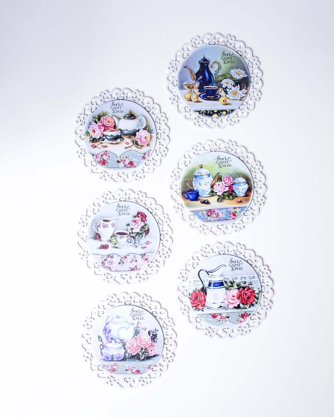 Frendorf | GardenCharm Tee-Untersetzer Set | Dekorative Untersetzer | Set aus 6 | Perfekt für Tee & Kaffee