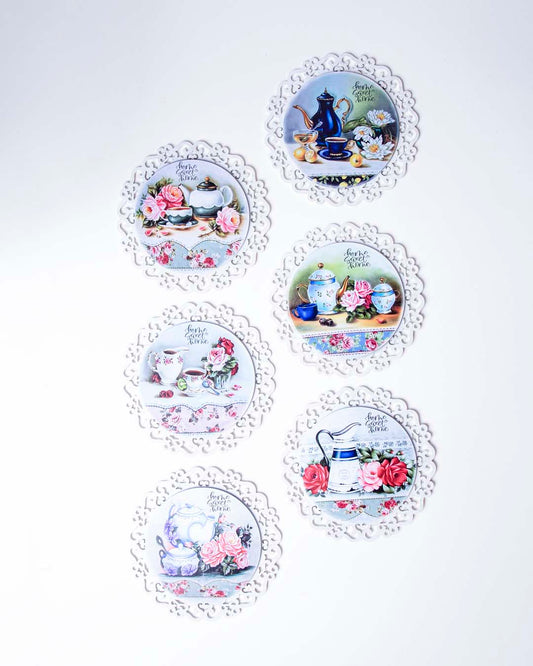 Frendorf | GardenCharm Tee-Untersetzer Set | Dekorative Untersetzer | Set aus 6 | Perfekt für Tee & Kaffee