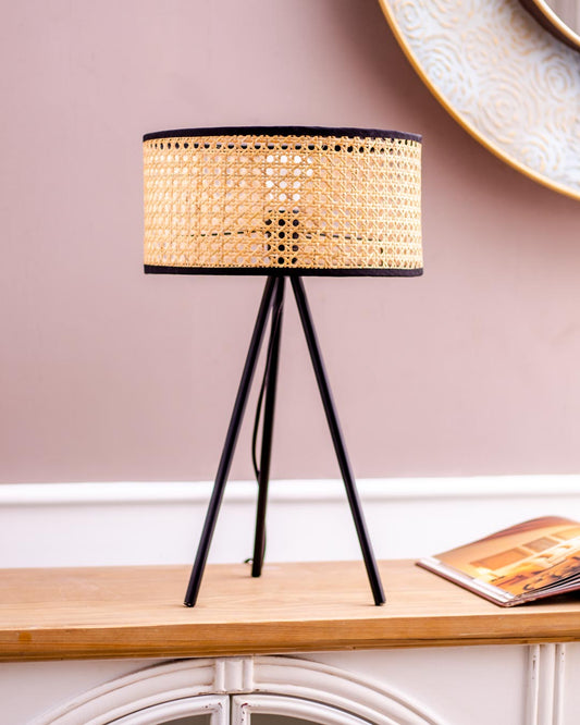 Frendorf | ZyraLume LED Tischlampe mit Holznetzschirm | Modernes Design | Perfekt für Zuhause & Büro