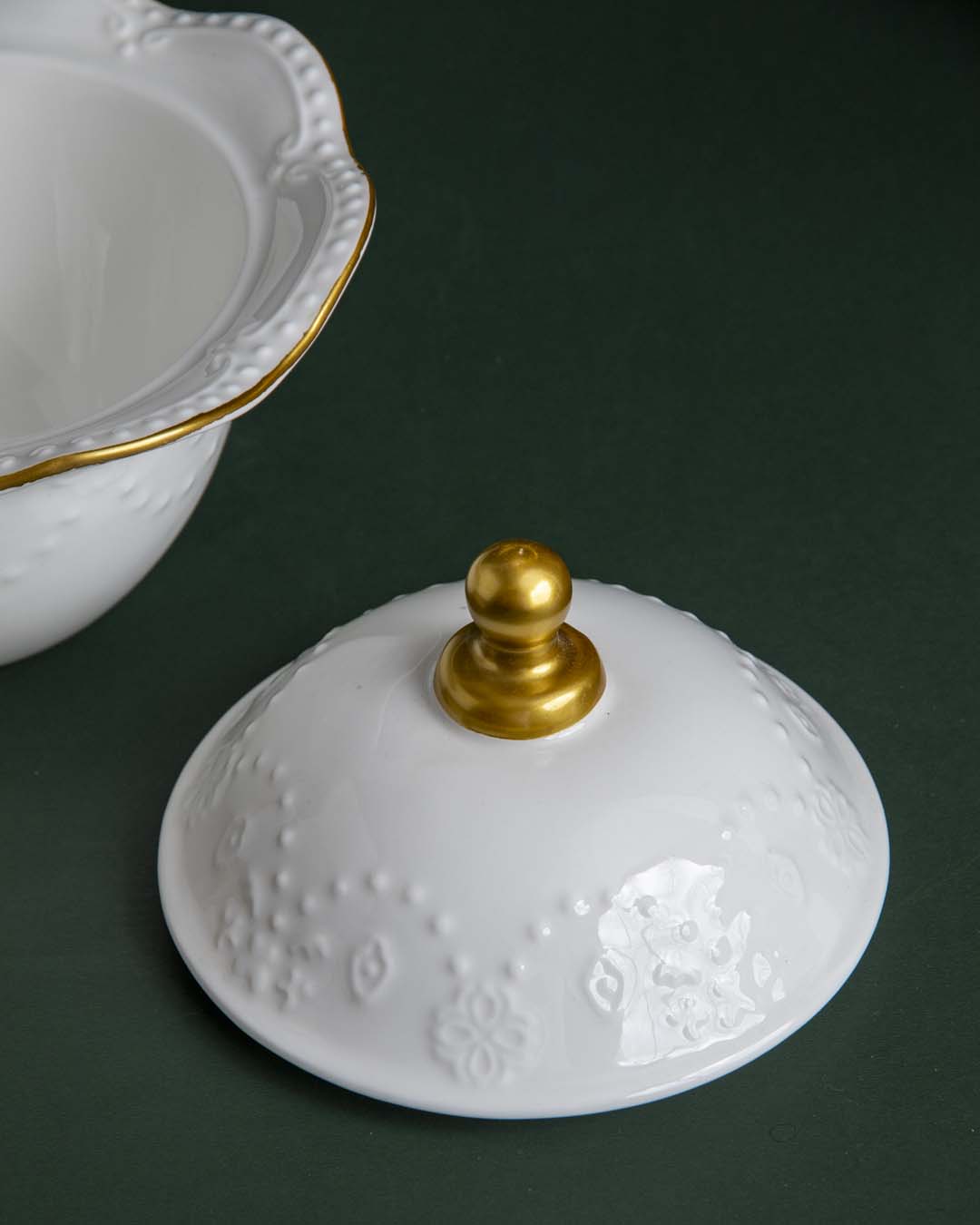 Frendorf | Velvory Dessertschale mit Deckel | Wellenrand Design | Hochwertige Keramik | Perfekt für Desserts, Snacks und Aufbewahrung