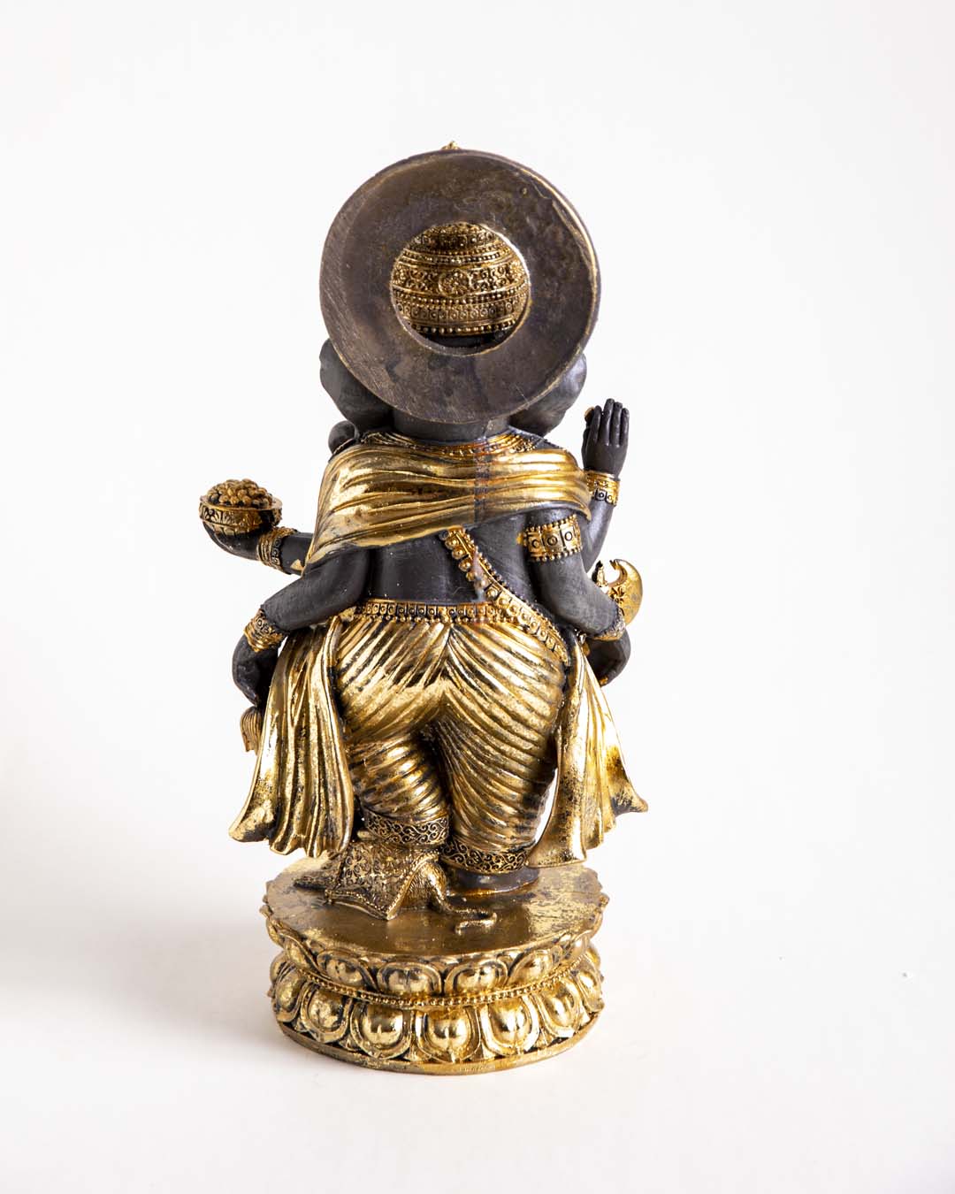 Stehende Ganesha Statue - Schwarz & Gold