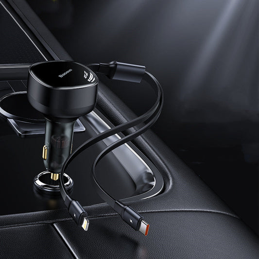 Frendorf | 2-in-1 Ausziehbares USB-C & Lightning Auto-Telefonladegerät für alle Telefone & Tablets