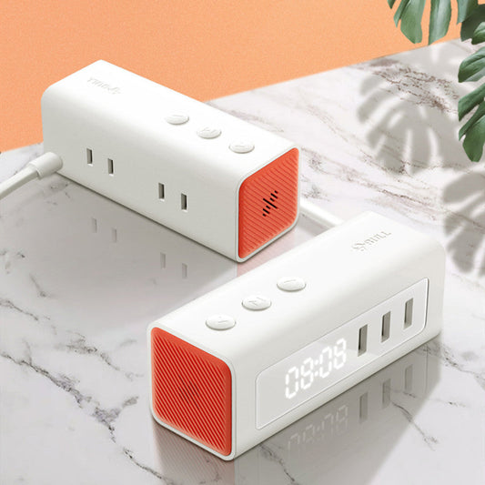 Frendorf | 3-in-1 USB-Ladegerät, Steckdosenleiste, Wecker, mit verstellbarem Licht, 3 USB-Anschlüssen & 2 Steckdosen, für Nachttisch, Zuhause, Hotel, Büro