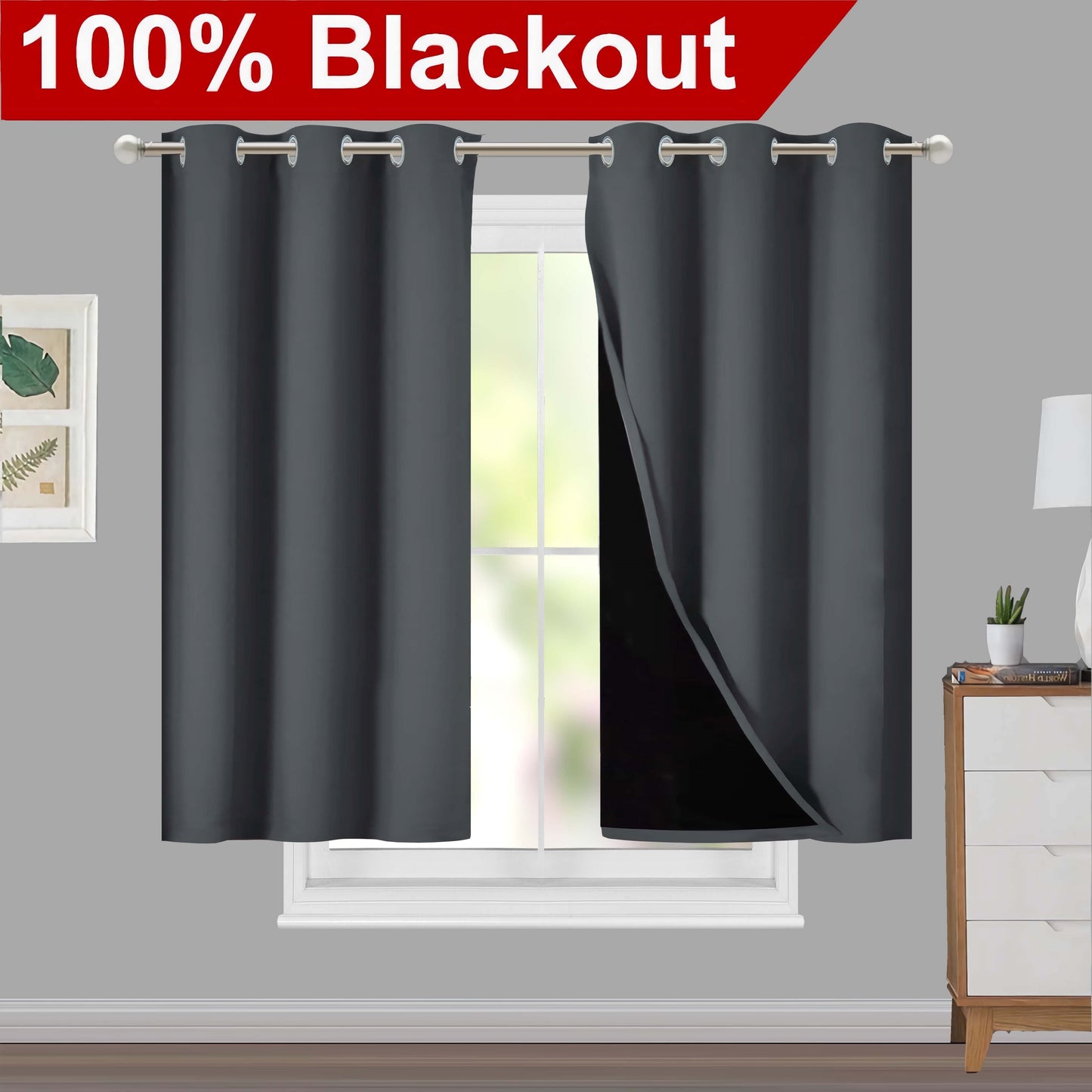 Klassische Blackout-Vorhänge mit Ösen – Thermisch isolierter, nicht bleichbarer Stoff für Wohnzimmer, Schlafzimmer, Küche, stilvolle Wohnkultur