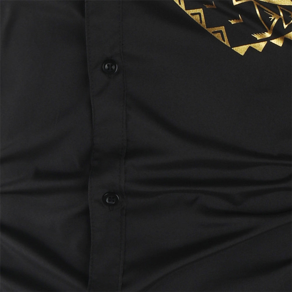 Frendorf | Luxus Gold Schwarz Hemd Männer Neu Slim Fit Langarm