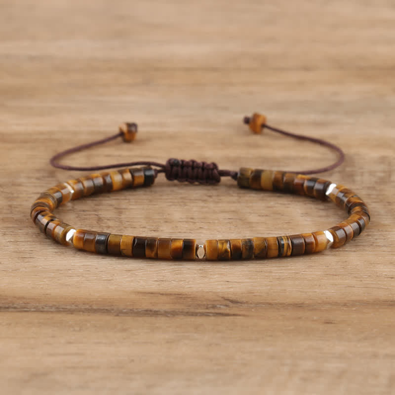 Frendorf | Geflochtenes Armband mit 2,4 mm Naturstein-Rollern – Seraphina