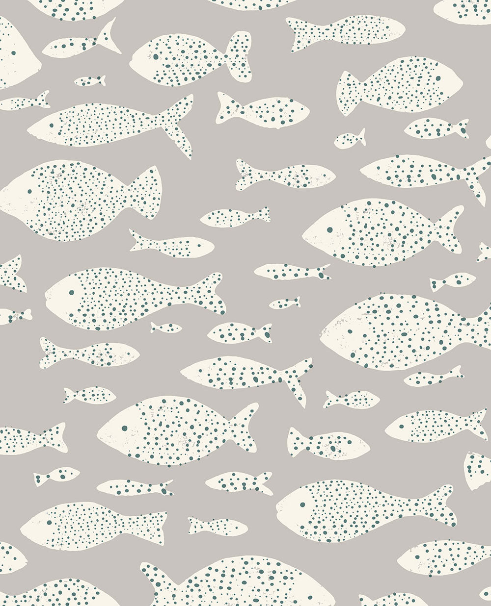 Frendorf | Graue Tapete mit Fischen.