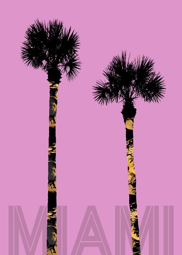 Grafik Kunst PALMEN MIAMI pink
