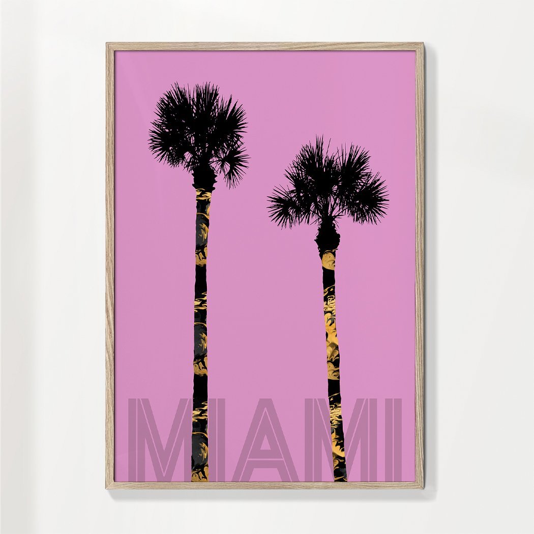 Grafik Kunst PALMEN MIAMI pink