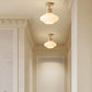 Frendorf | GlowLoom Nordic Oval Deckenleuchte | Holzstreifen Glasdesign | Halbrunde LED Lampe | Moderne Beleuchtung
