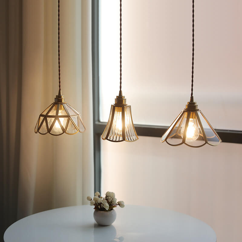 Frendorf | Geometra Vintage Pendelleuchte | Japanisches Design | Kupfer & Glas | Elegante Hängeleuchte