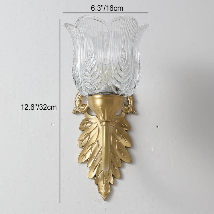 Frendorf | LustraBloom Vintage Wandleuchte | Messing & Glas | 1/2 Flammen | Elegantes Blütendesign
