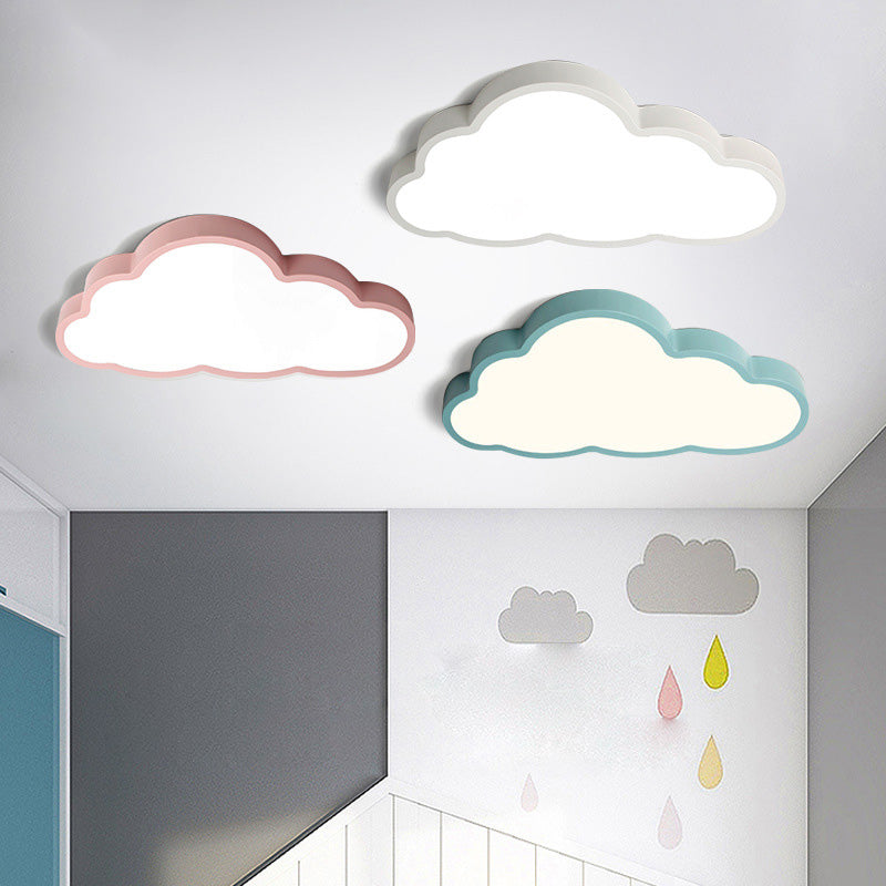 Zeitgenössische skandinavische Macaron Cartoon Eisen PVC Wolken Shade LED Deckenleuchte für das Wohnzimmer