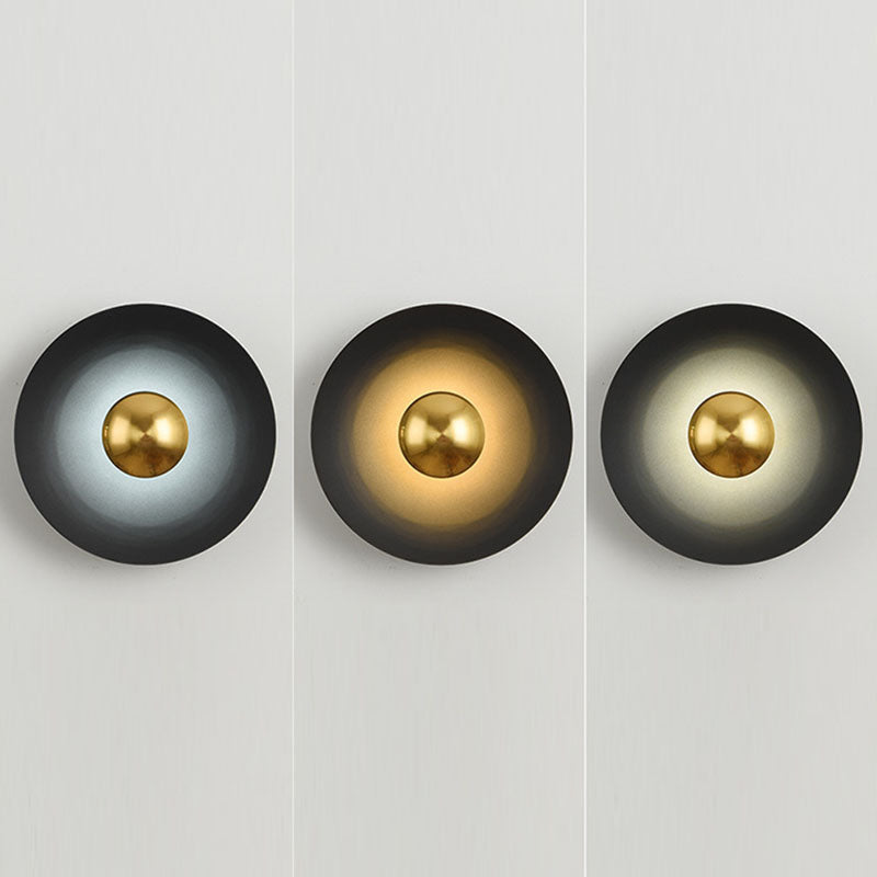 Contemporary Creative Macaron Flying Saucer Hardware LED Wall Sconce Lamp For Bedroom