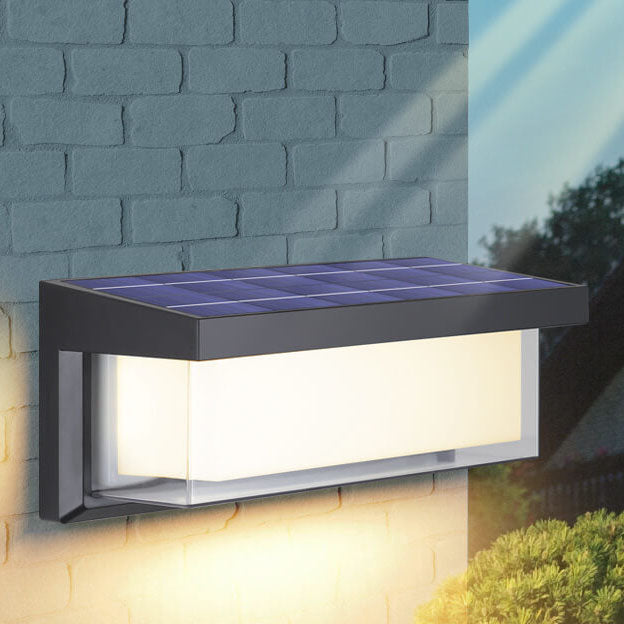 Modern Minimalist Solar Rechteck PC LED Außen Wandleuchte Lampe Für Außenpatio