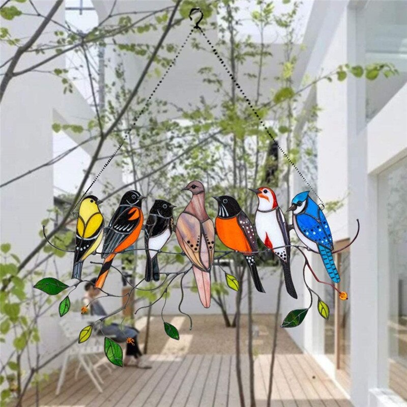 Buntglas Vogel Suncatcher - Francia