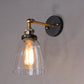 Contemporary Industrial Round Cup Iron Glass 1-Light Wall Sconce Lamp For Living Room