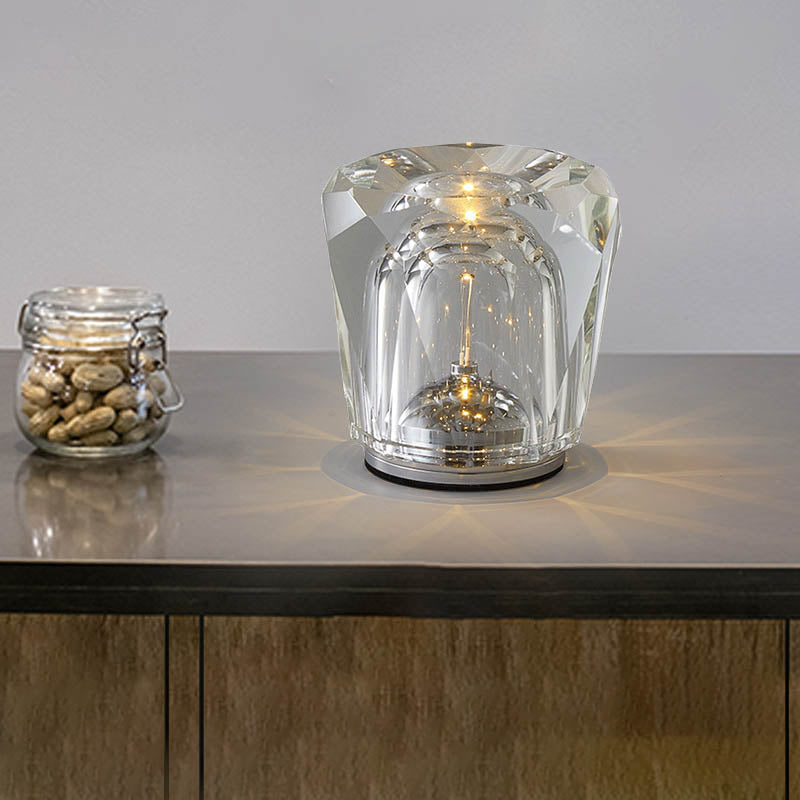Frendorf | Crystavo Zylindrische Kristall LED Tischlampe | Kreatives Design | Perfekt für Schlafzimmer & Dekoration