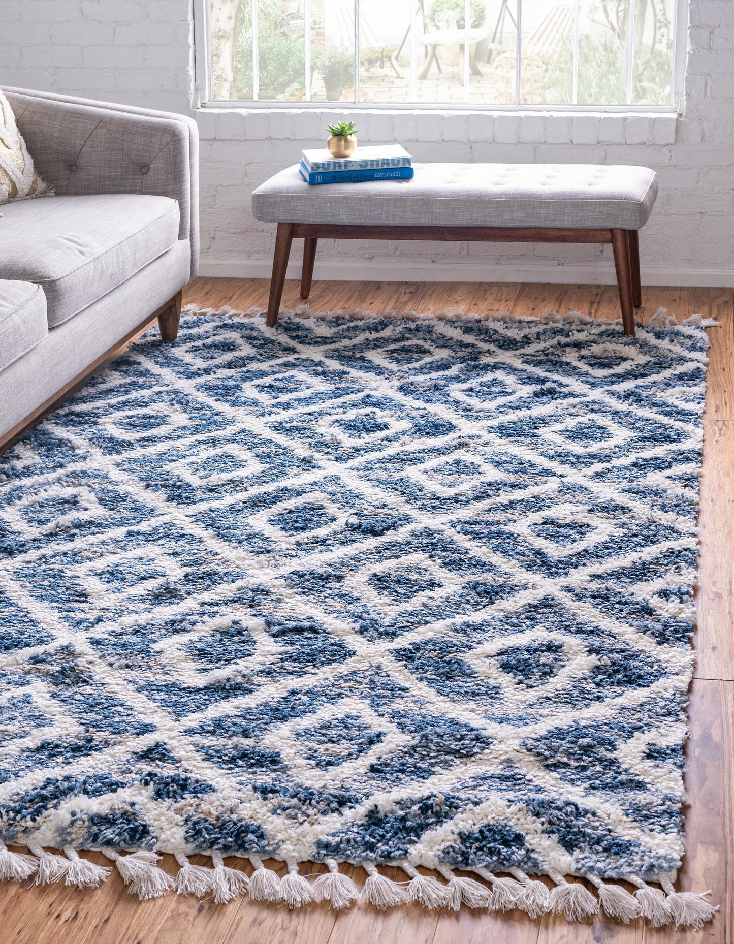 Frendorf | DiamondLuxe Shag - Teppich mit Diamantmuster | Shaggy Hochflorteppich | Weich & Modern | Perfekt für Wohnzimmer