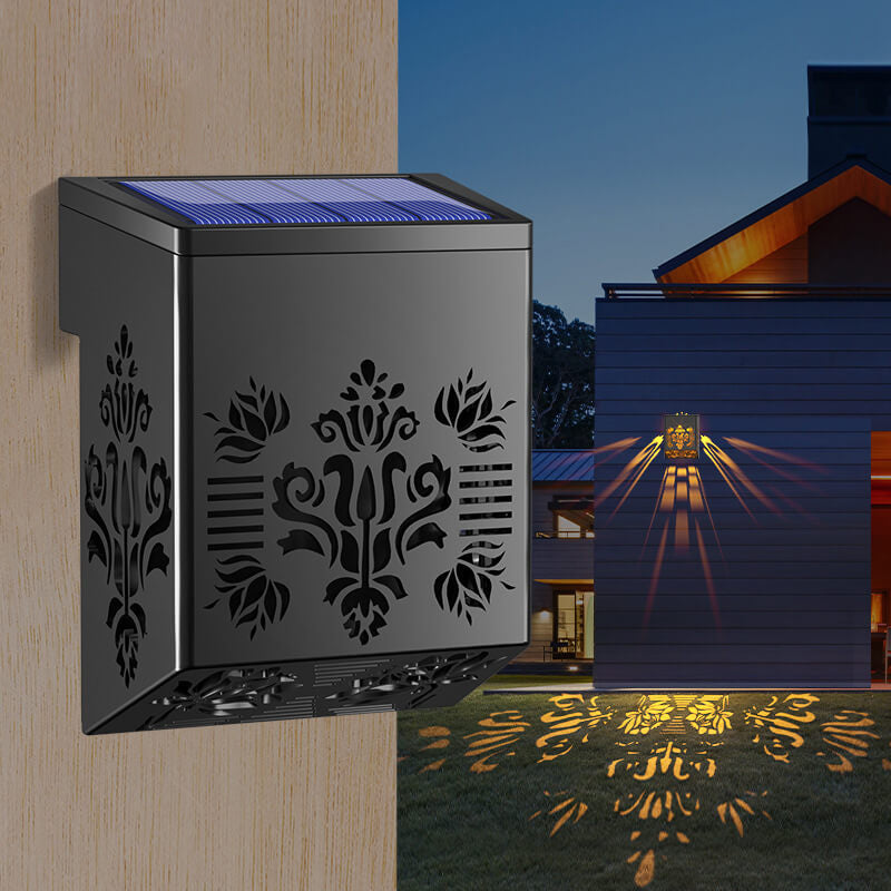 Solar Outdoor Square Hollow Design LED Patio Decoration Wandlampe