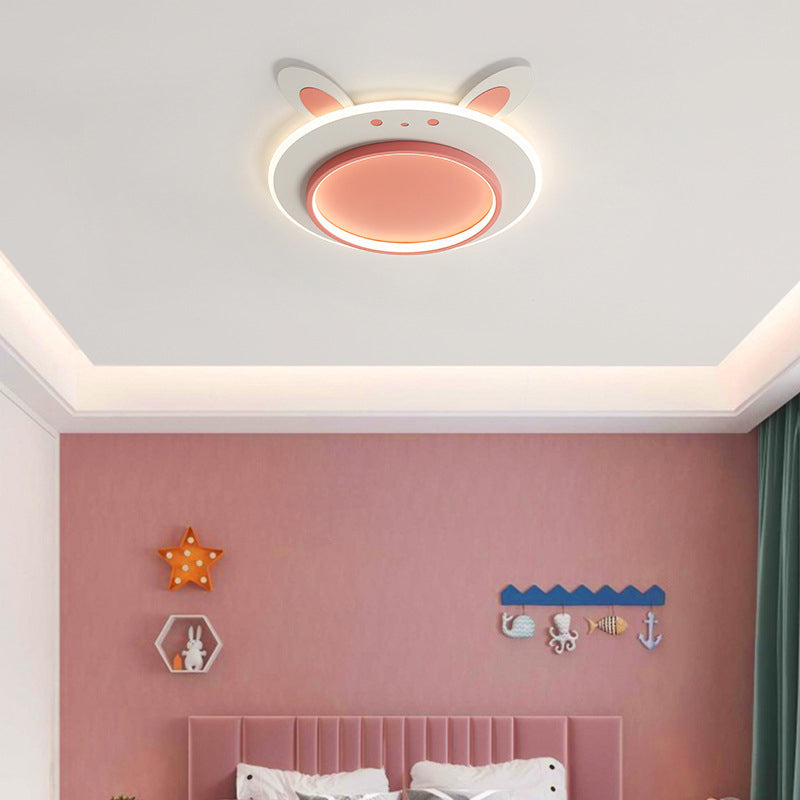 Moderne Einfachheit Kinder Eisen Acryl Kaninchen Runde LED Deckenleuchte Für Schlafzimmer