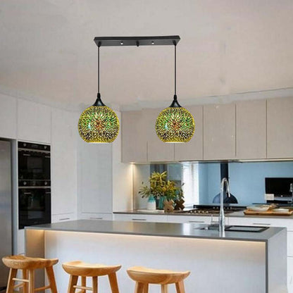 Frendorf | ElysianSpark 3D Creative LED Kronleuchter | 2/3 Lichter | Feuerwerksglas-Dome | Modernes Design | Stimmungslicht für Zuhause