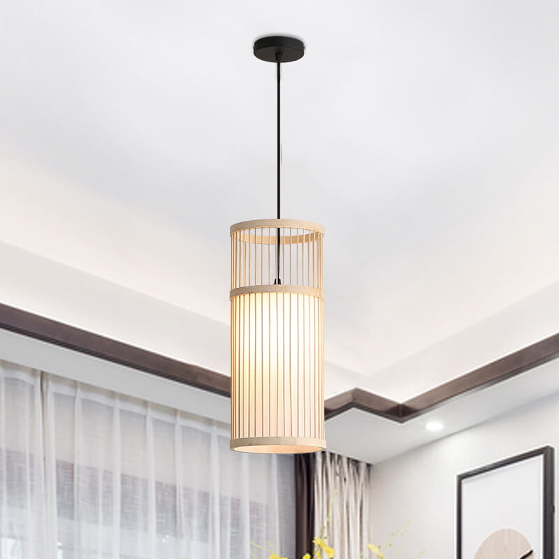 Frendorf | Bambora Zen Pendelleuchte | Handgewebte Bambus-Laterne | Japanisches Design | Natürliche Eleganz