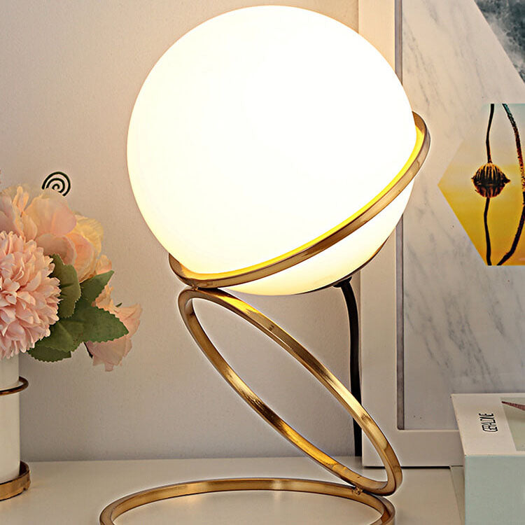 Frendorf | SpiraLume Kreative Tischlampe | Glas-Kugeldesign | Spiralfuß | Moderne Beleuchtung für Zuhause