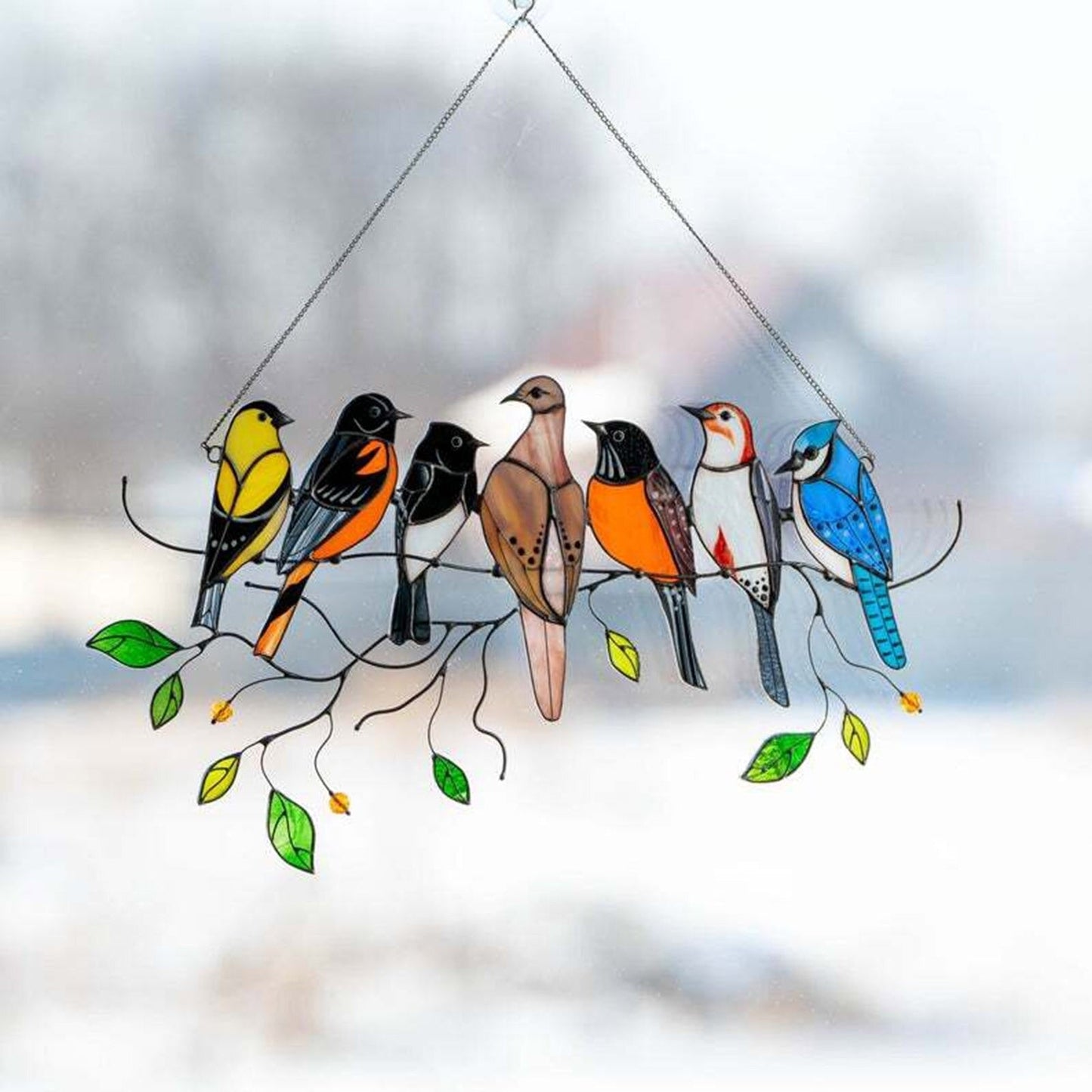 Buntglas Vogel Suncatcher - Francia