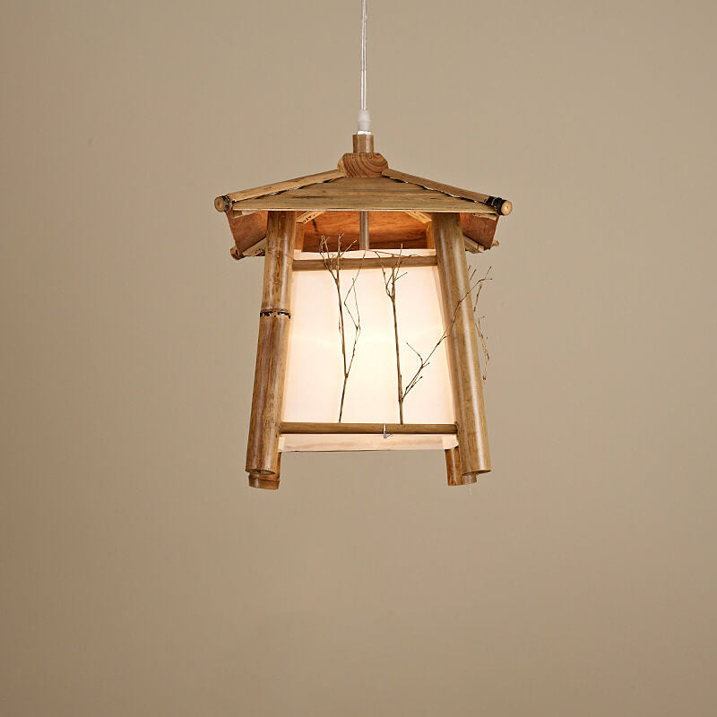 Frendorf | ZenLoom Japanische Bambus Pendelleuchte | Rustikales Design | Handgewebt | Natürliche Beleuchtung für Zuhause