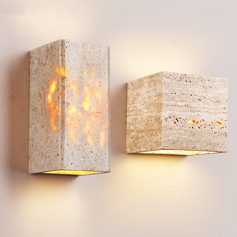 Frendorf | ShinariGlow Travertin LED Wandleuchte | Traditionelles Japanisches Design | Wasserdicht & Stilvoll