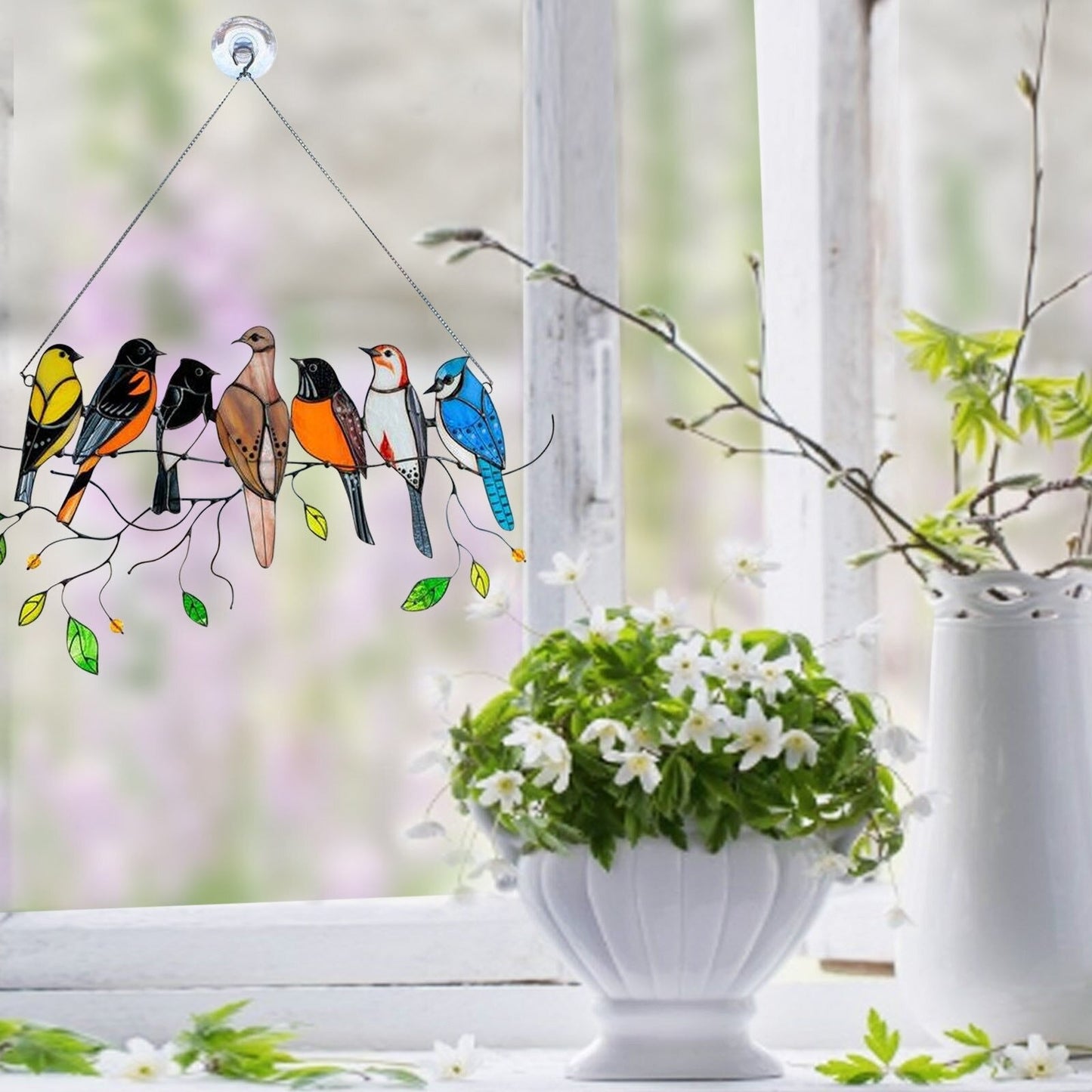 Buntglas Vogel Suncatcher - Francia