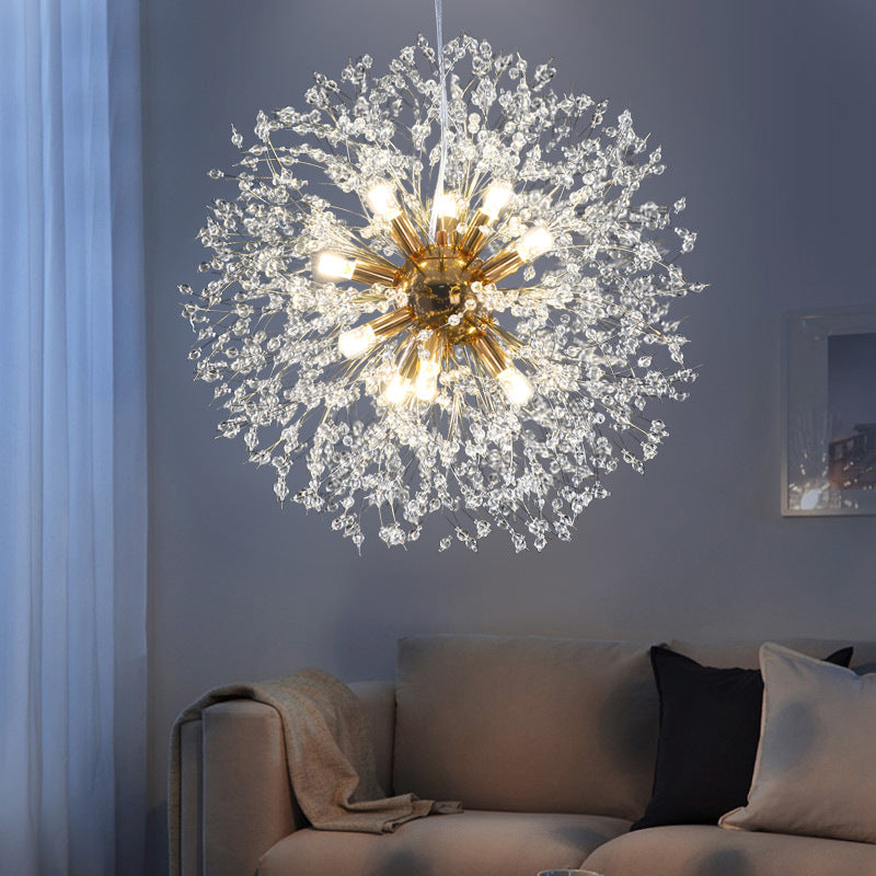 Zeitgenössische kreative Hardware Kristallperlen dekorieren Löwenzahn-Design 8/9/12-Licht Kronleuchter für das Wohnzimmer