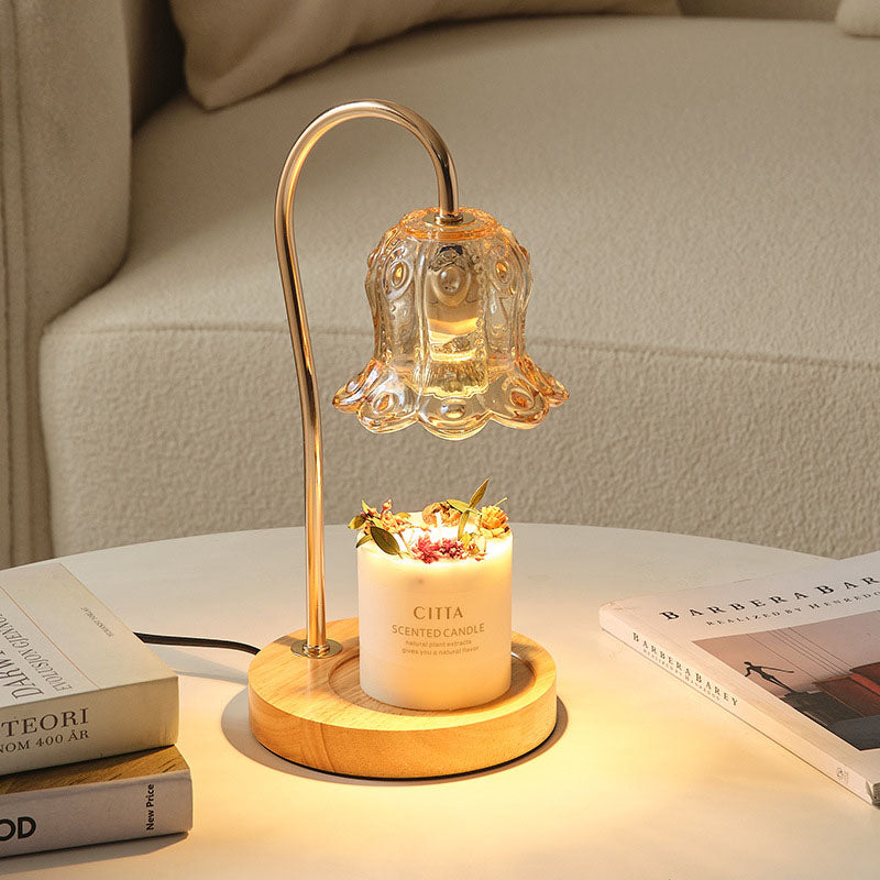 Frendorf | ValoraGlow Tischlampe | Modernes Holzdesign | Maiglöckchen-Stil | 1-flammig & Dimmbar