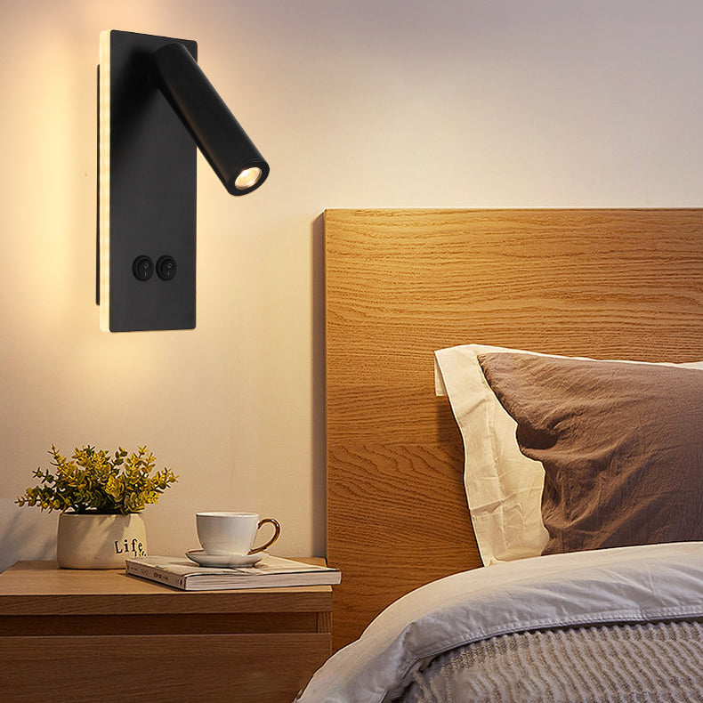 Moderne Minimalistische Rechteckige Runde Eisen Aluminium LED Wandlampe Für Schlafzimmer