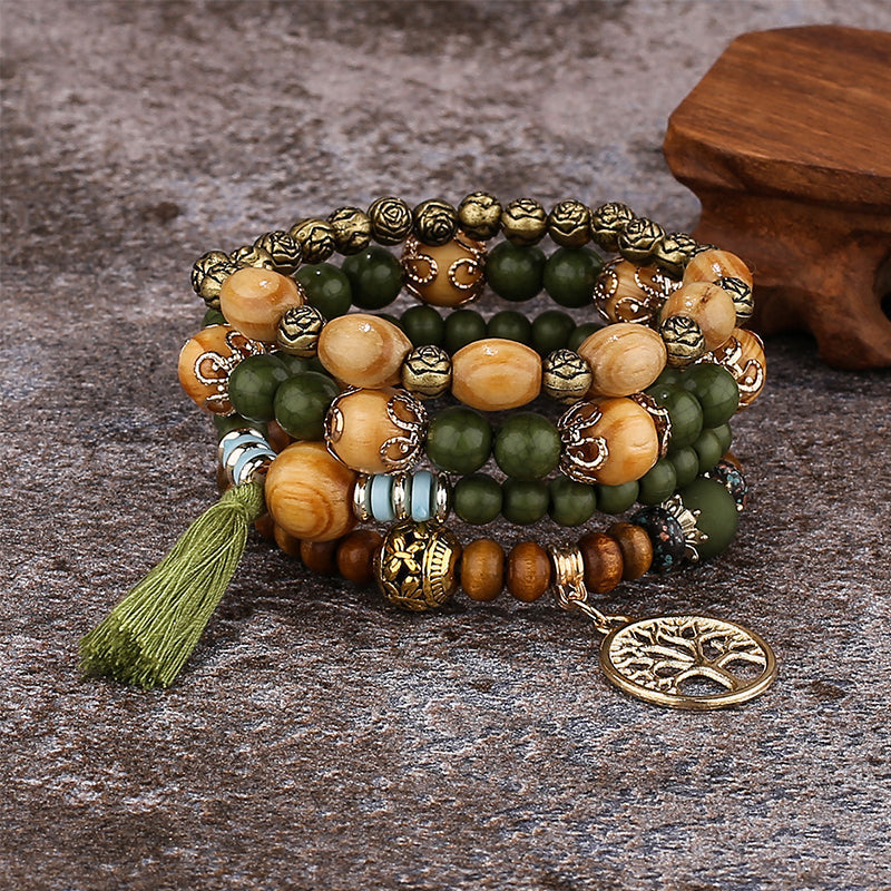 Frendorf | Boho Mehrschichtige Holzperlenarmband